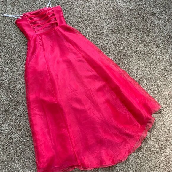 Strapless & Back Cut-out Beaded Organza Party Dress - Picture 11 of 15